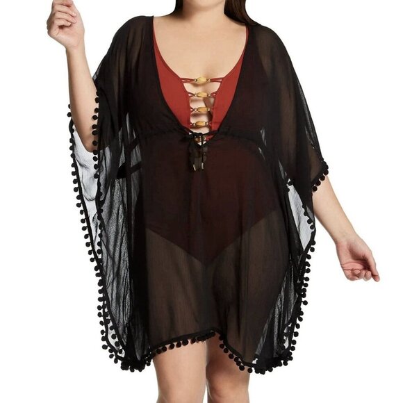 Bleu Rod Beattie Black Chiffon Caftan Cover Up, from Gypset Size 2X NWT - Picture 1 of 3